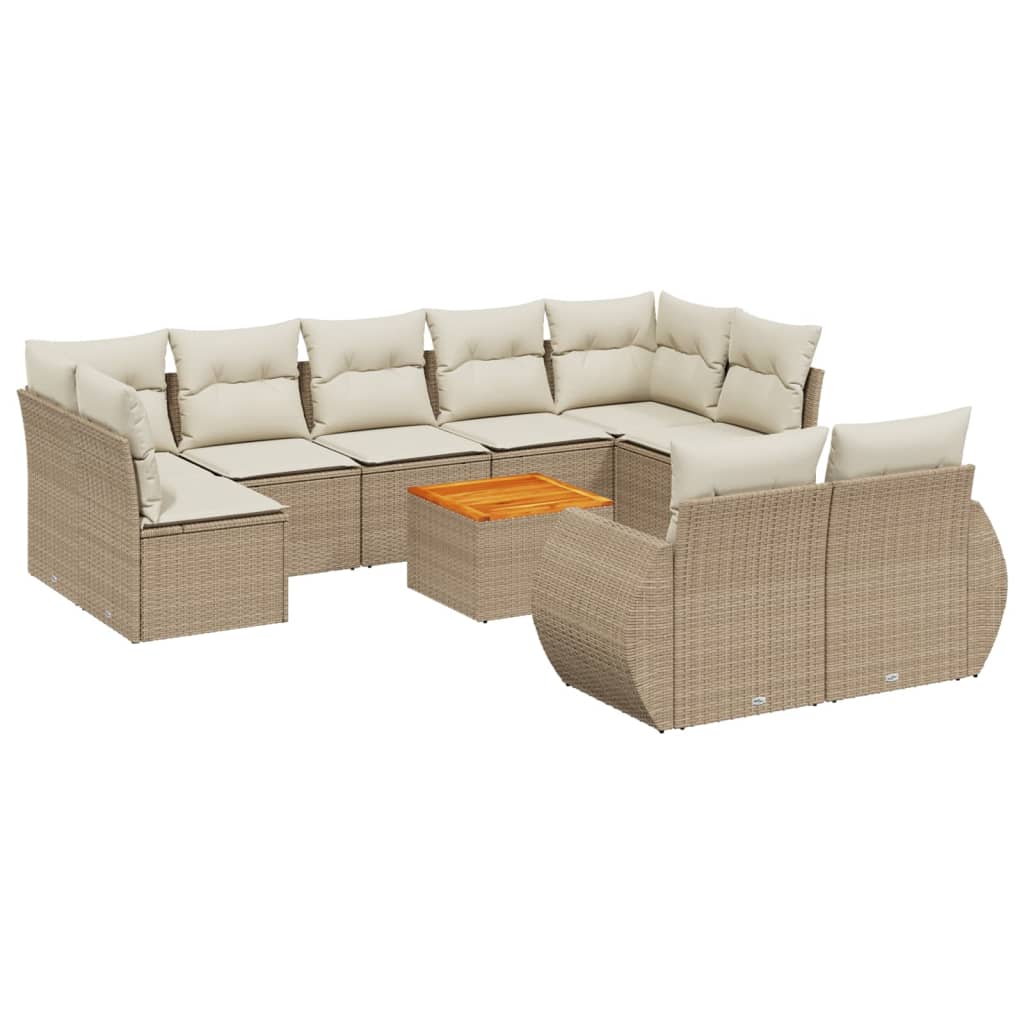 10-delige Loungeset met kussens poly rattan beige is nu te koop bij PeponiXL, paradijselijk wonen!