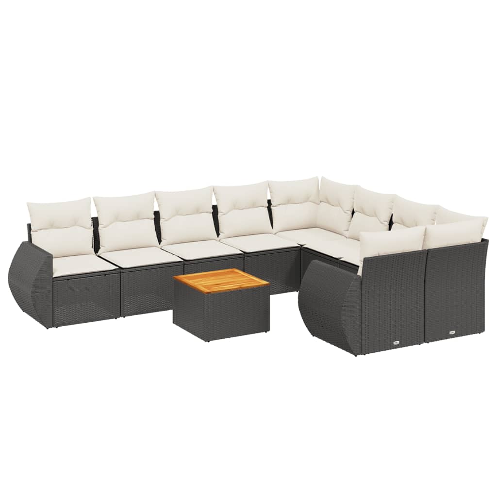 10-delige Loungeset met kussens poly rattan zwart is nu te koop bij PeponiXL, paradijselijk wonen!