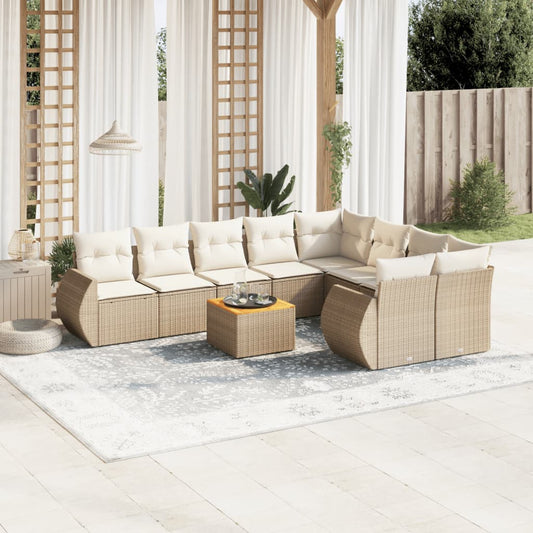 10-delige Loungeset met kussens poly rattan beige is nu te koop bij PeponiXL, paradijselijk wonen!