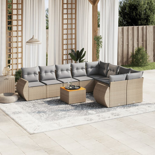 10-delige Loungeset met kussens poly rattan beige is nu te koop bij PeponiXL, paradijselijk wonen!