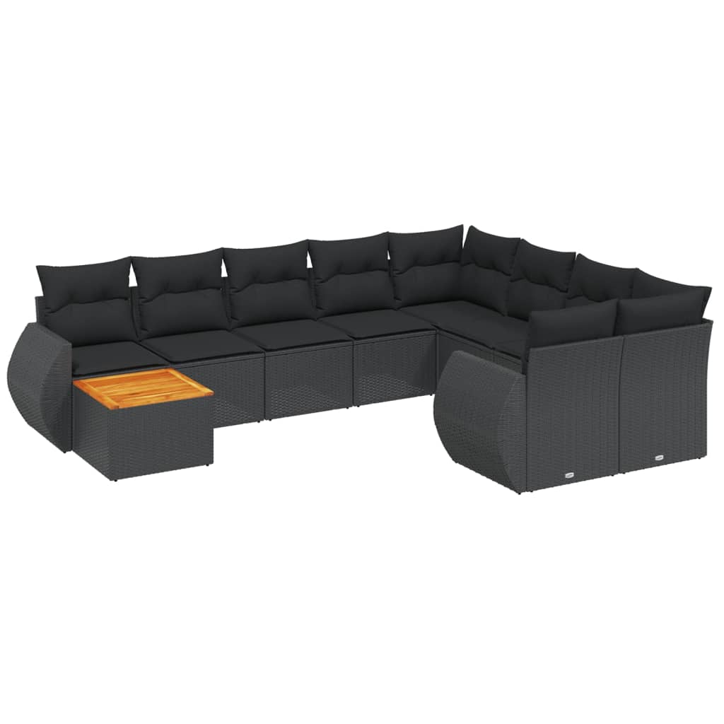 10-delige Loungeset met kussens poly rattan zwart is nu te koop bij PeponiXL, paradijselijk wonen!