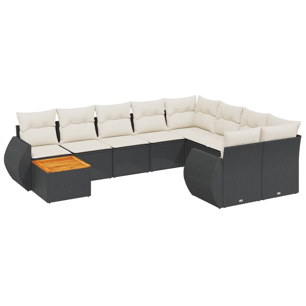 10-delige Loungeset met kussens poly rattan zwart is nu te koop bij PeponiXL, paradijselijk wonen!