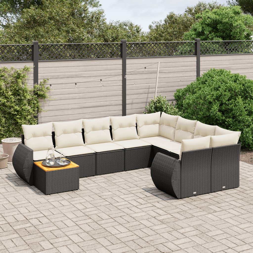 10-delige Loungeset met kussens poly rattan zwart is nu te koop bij PeponiXL, paradijselijk wonen!