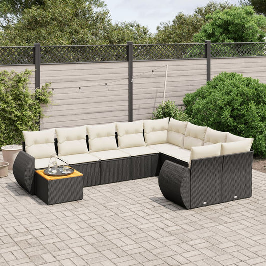 10-delige Loungeset met kussens poly rattan zwart is nu te koop bij PeponiXL, paradijselijk wonen!