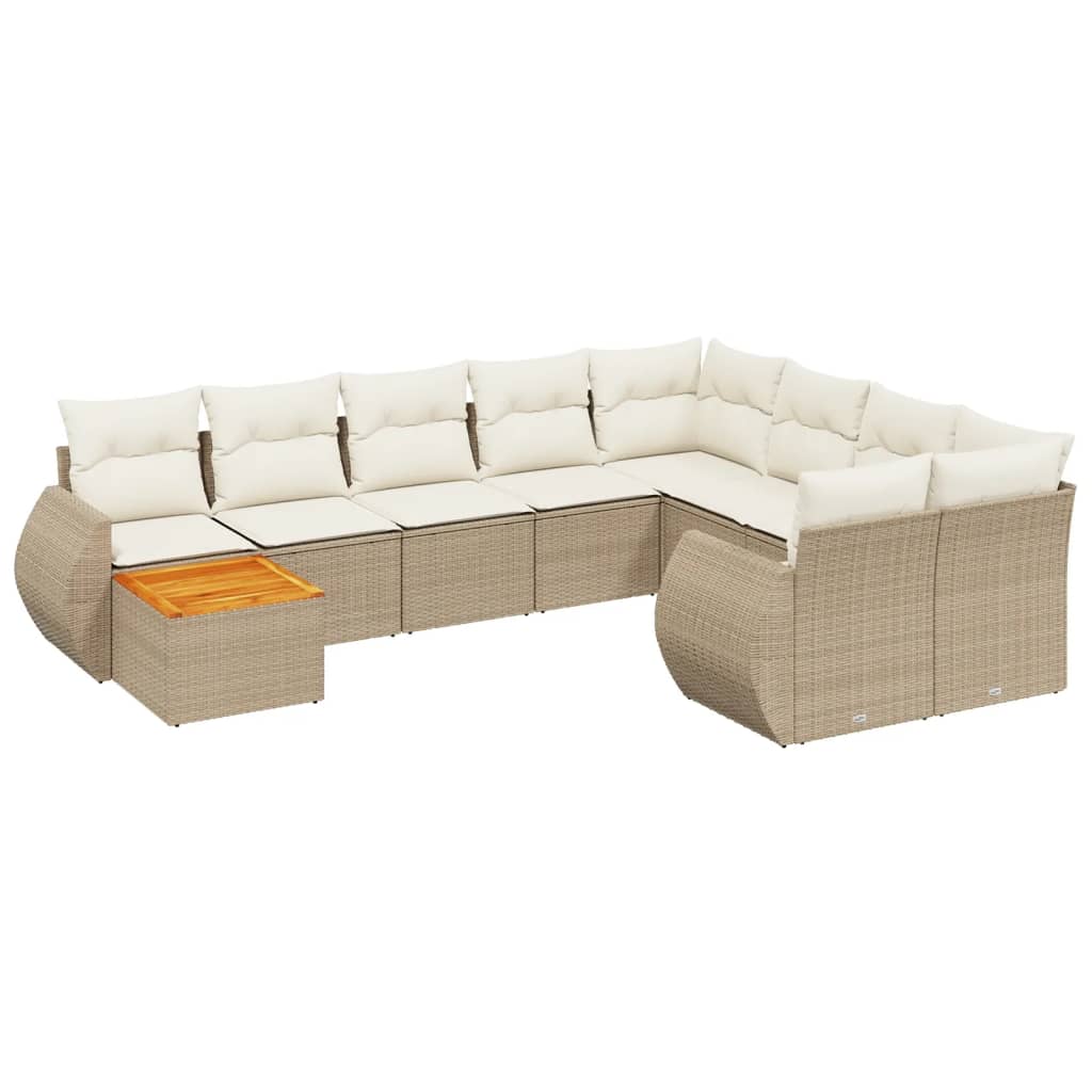 10-delige Loungeset met kussens poly rattan beige is nu te koop bij PeponiXL, paradijselijk wonen!