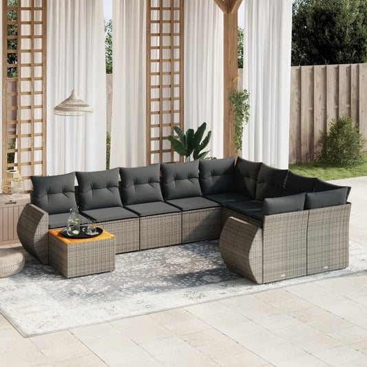 10-delige Loungeset met kussens poly rattan grijs is nu te koop bij PeponiXL, paradijselijk wonen!