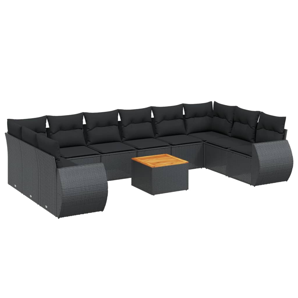 11-delige Loungeset met kussens poly rattan zwart is nu te koop bij PeponiXL, paradijselijk wonen!