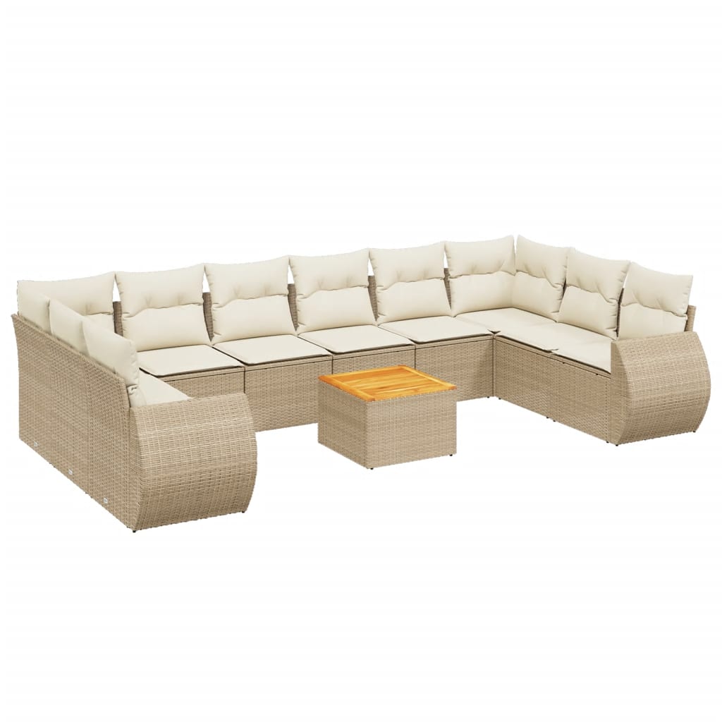 11-delige Tuinset met kussens poly rattan beige is nu te koop bij PeponiXL, paradijselijk wonen!