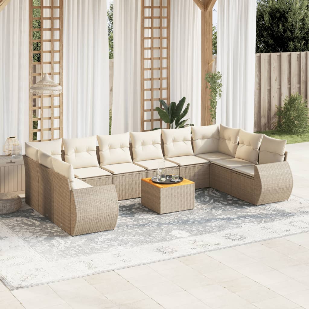 11-delige Tuinset met kussens poly rattan beige is nu te koop bij PeponiXL, paradijselijk wonen!