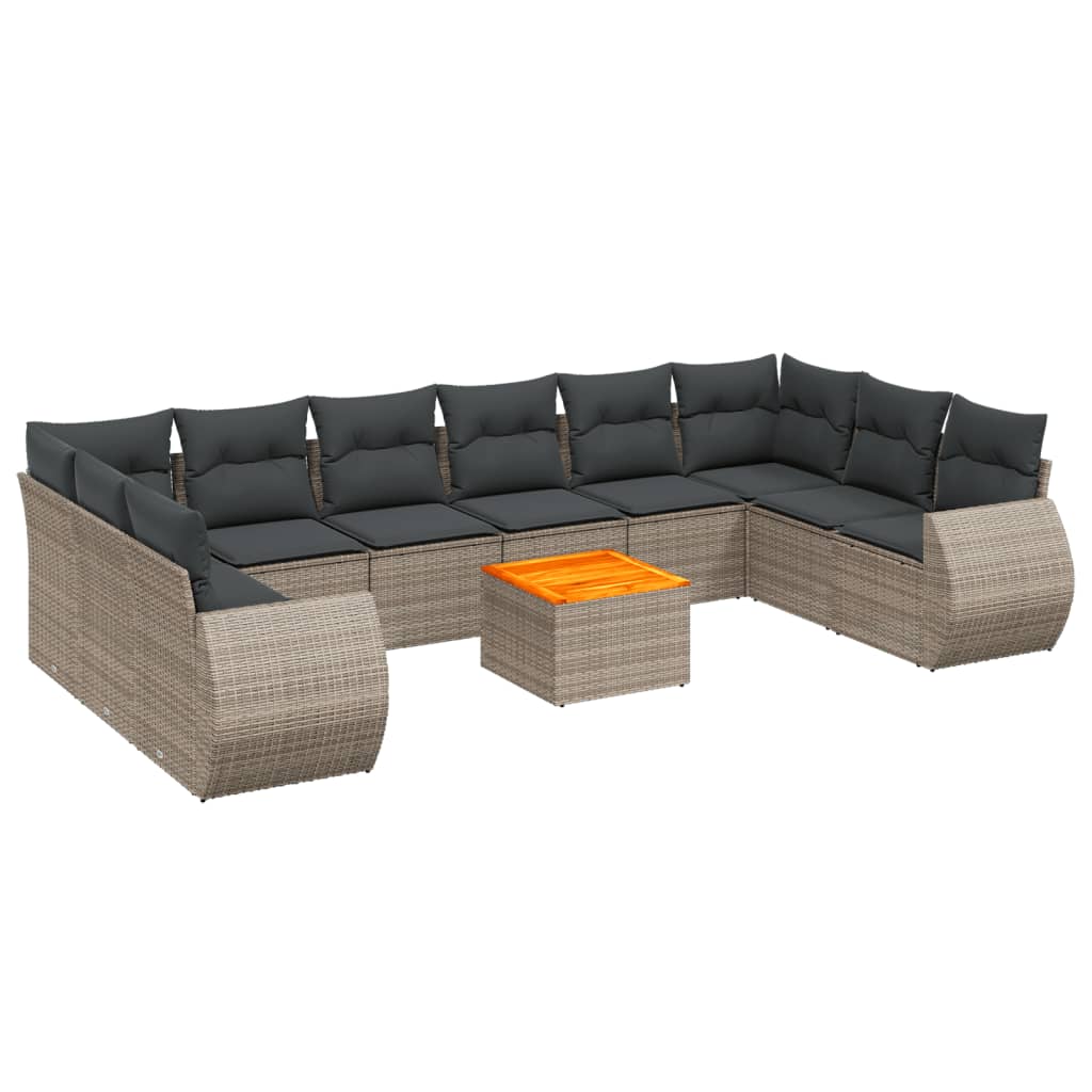 11-delige Loungeset met kussens poly rattan grijs is nu te koop bij PeponiXL, paradijselijk wonen!