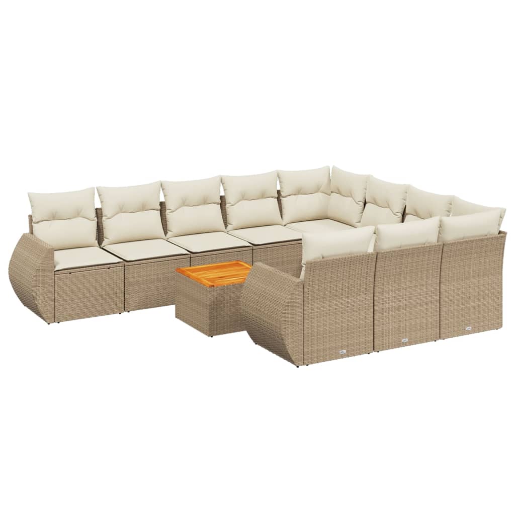 11-delige Tuinset met kussens poly rattan beige is nu te koop bij PeponiXL, paradijselijk wonen!
