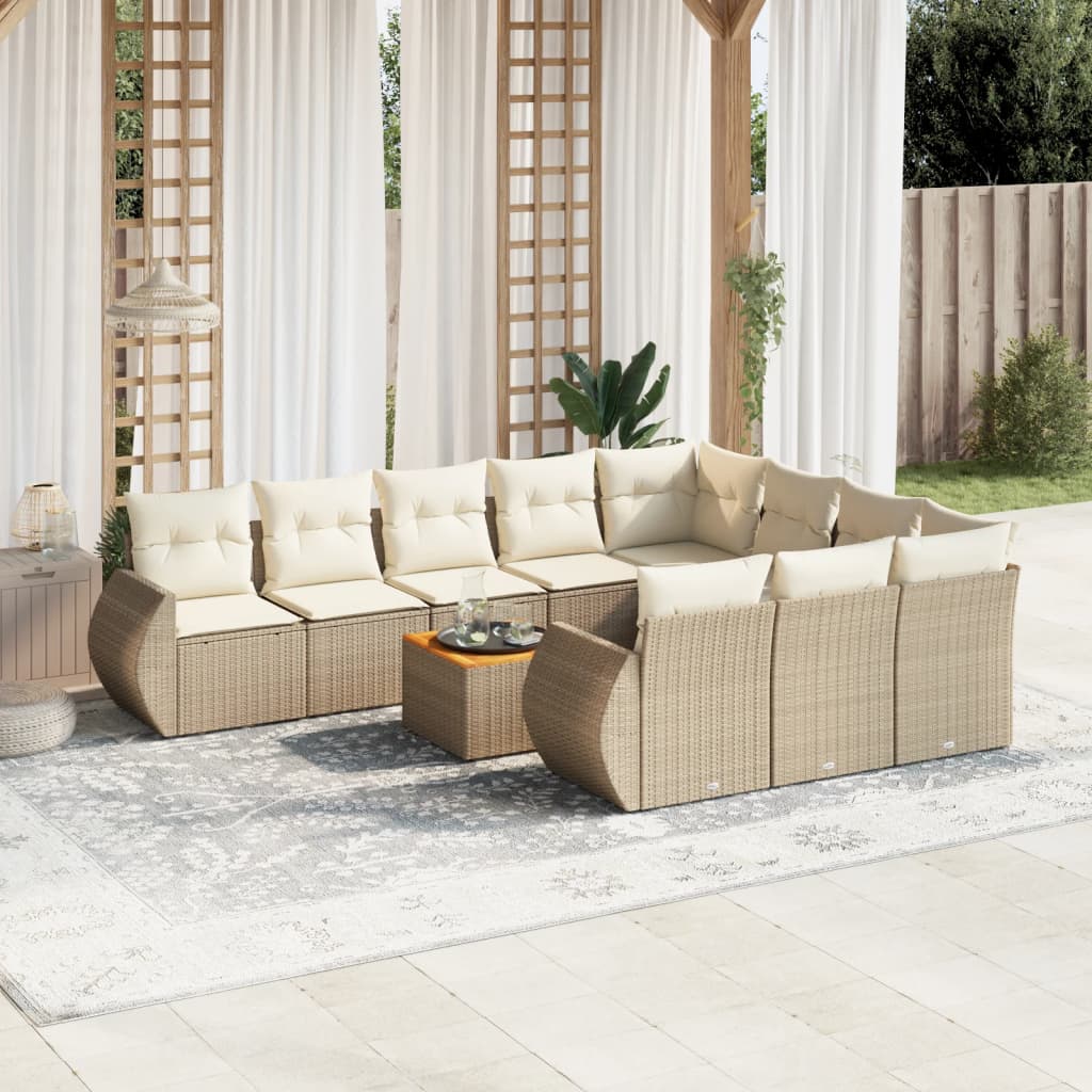 11-delige Tuinset met kussens poly rattan beige is nu te koop bij PeponiXL, paradijselijk wonen!
