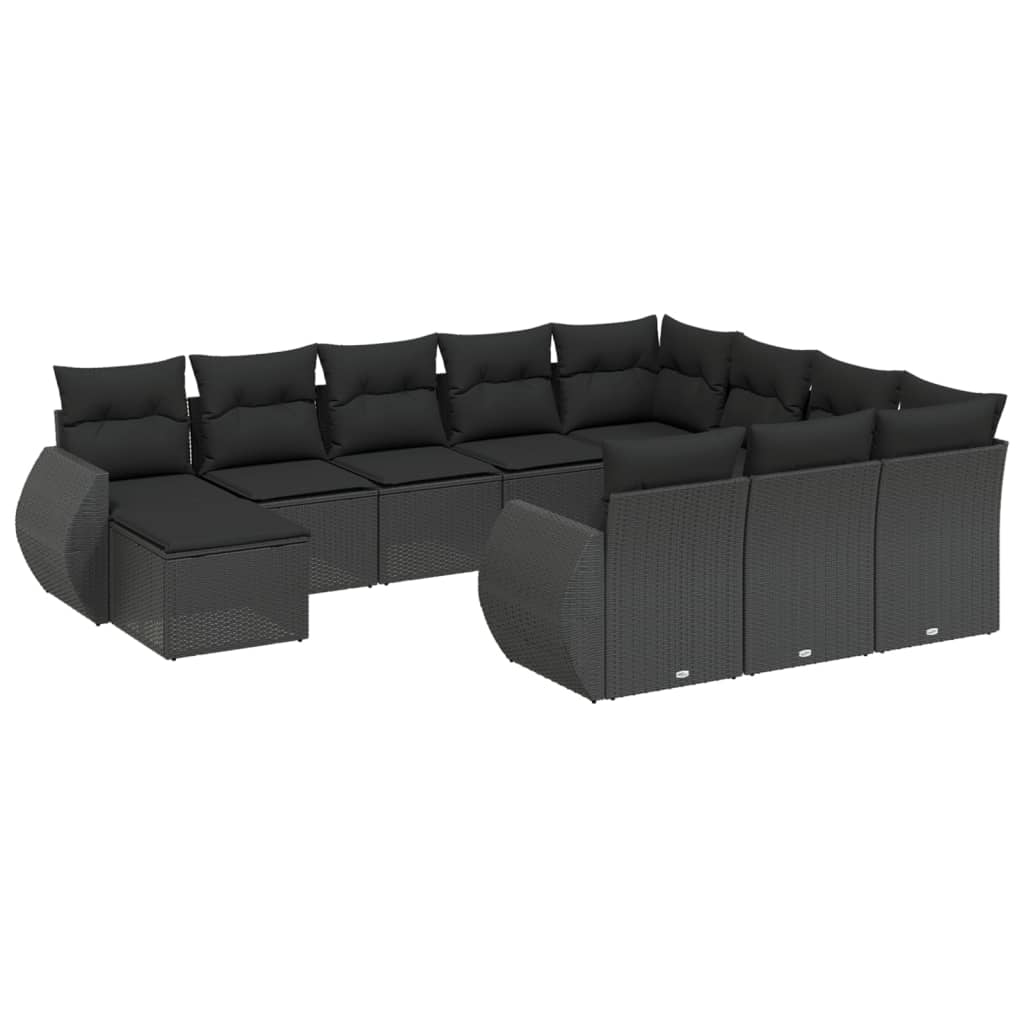 11-delige Loungeset met kussens poly rattan zwart is nu te koop bij PeponiXL, paradijselijk wonen!
