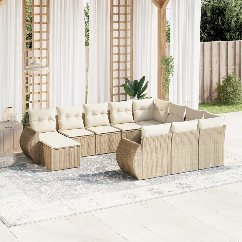 11-delige Tuinset met kussens poly rattan beige is nu te koop bij PeponiXL, paradijselijk wonen!
