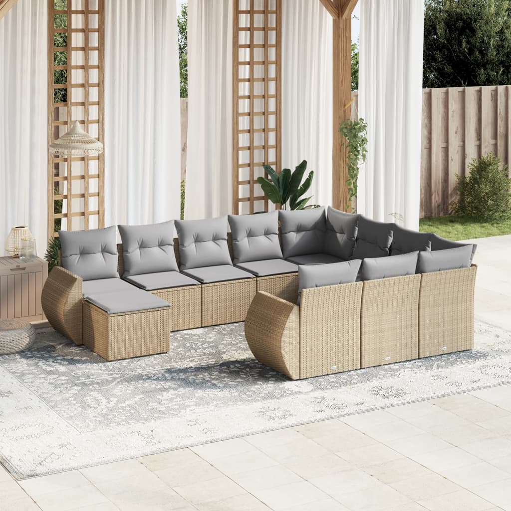 11-delige Tuinset met kussens poly rattan beige is nu te koop bij PeponiXL, paradijselijk wonen!