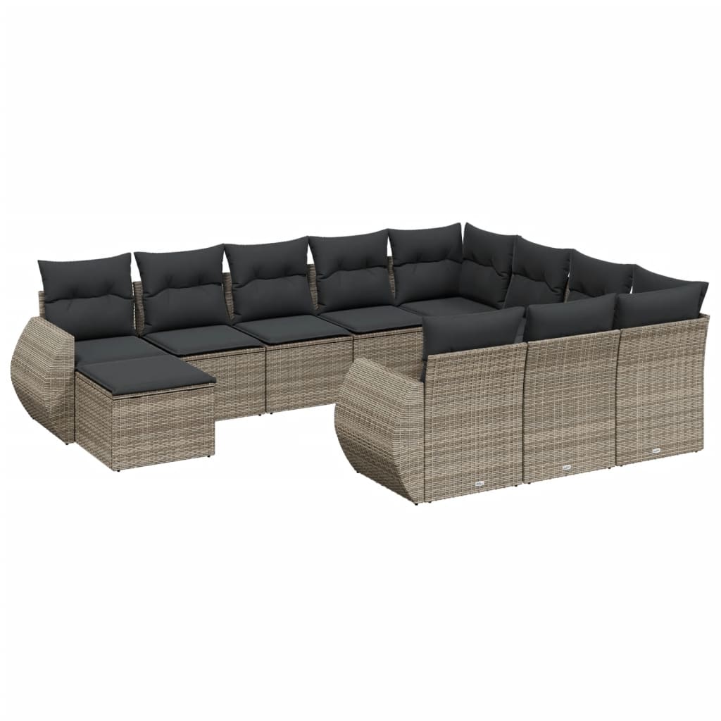 11-delige Loungeset met kussens poly rattan grijs is nu te koop bij PeponiXL, paradijselijk wonen!