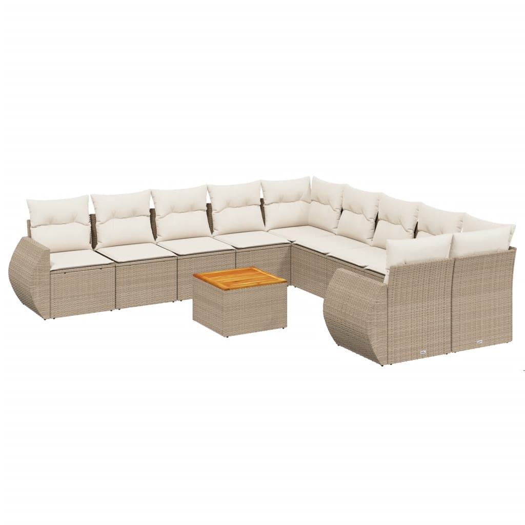 11-delige Tuinset met kussens poly rattan beige is nu te koop bij PeponiXL, paradijselijk wonen!