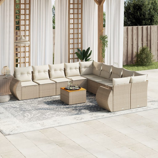 11-delige Tuinset met kussens poly rattan beige is nu te koop bij PeponiXL, paradijselijk wonen!
