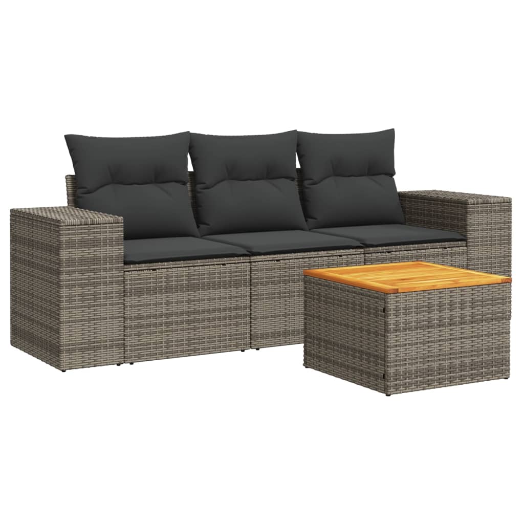 4-delige Loungeset met kussens poly rattan grijs is nu te koop bij PeponiXL, paradijselijk wonen!