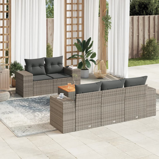 6-delige Loungeset met kussens poly rattan grijs is nu te koop bij PeponiXL, paradijselijk wonen!