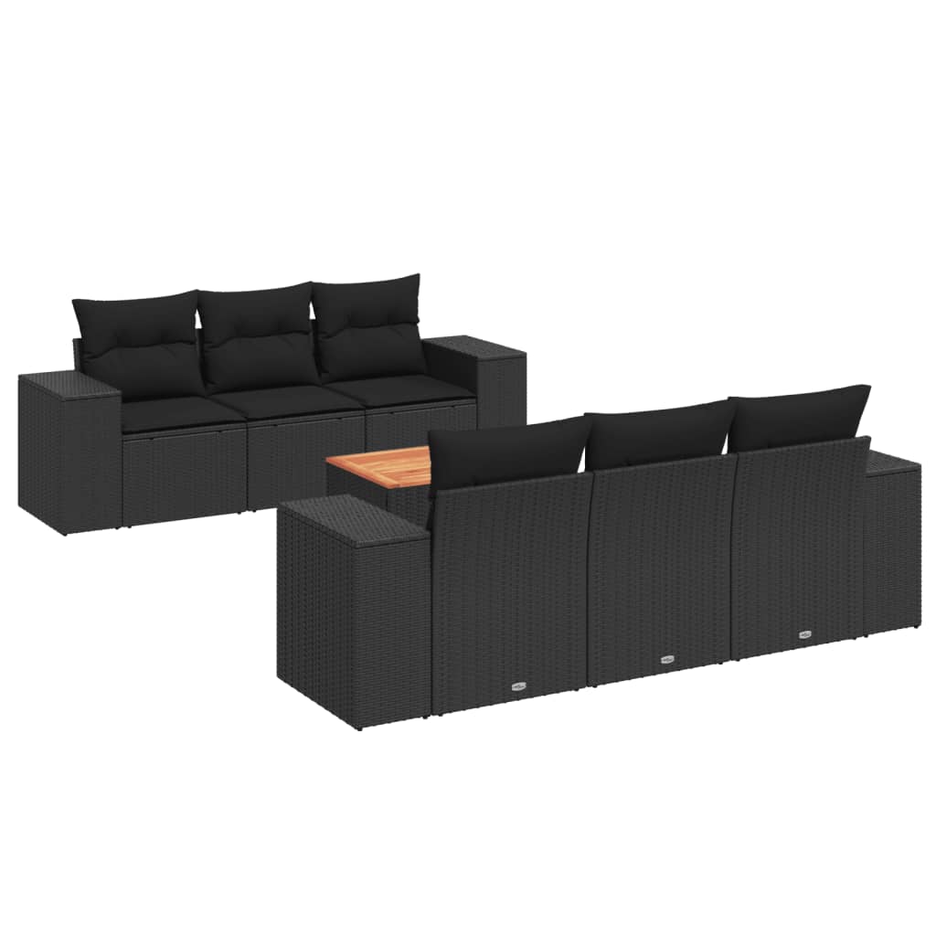 7-delige Loungeset met kussens poly rattan zwart is nu te koop bij PeponiXL, paradijselijk wonen!