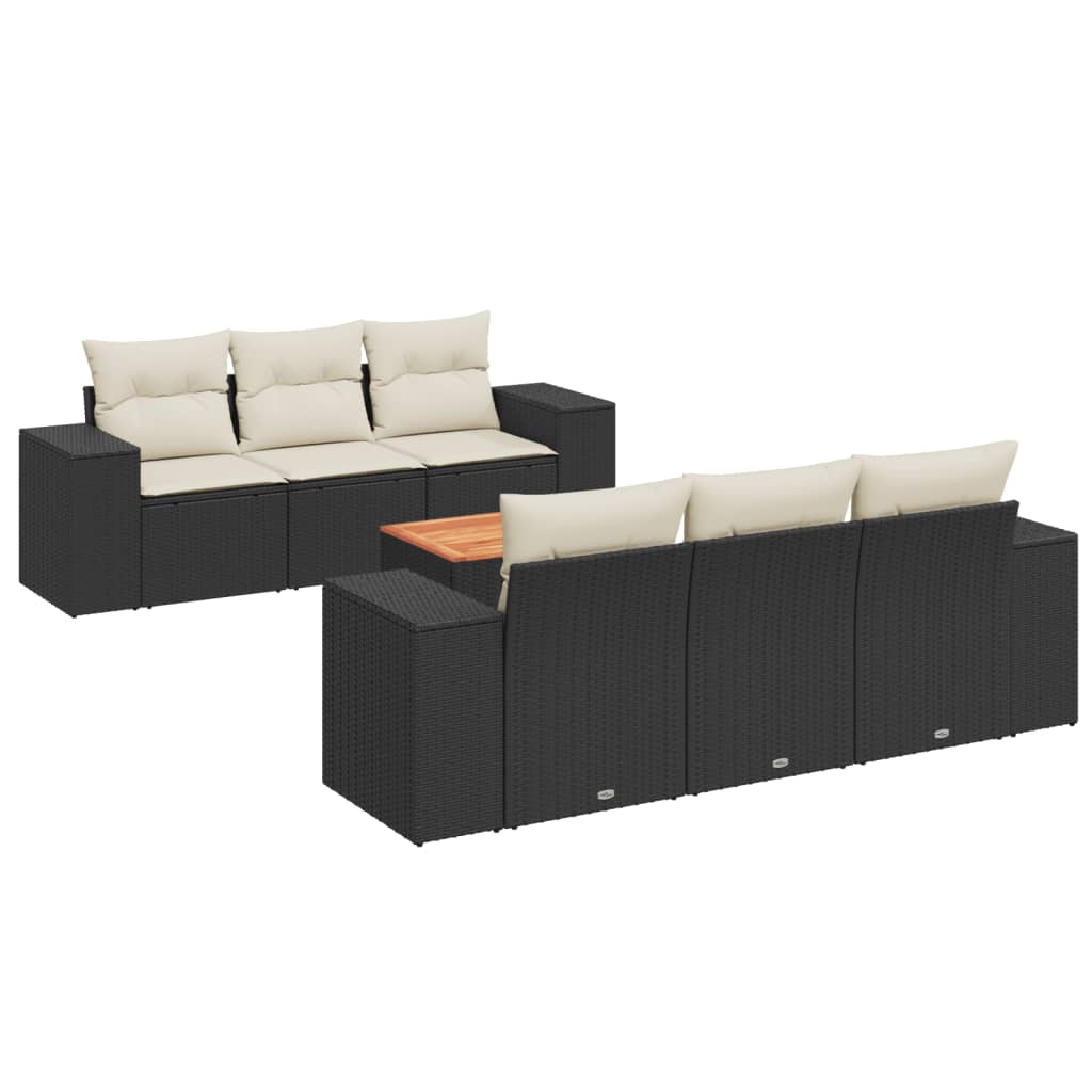 7-delige Loungeset met kussens poly rattan zwart is nu te koop bij PeponiXL, paradijselijk wonen!