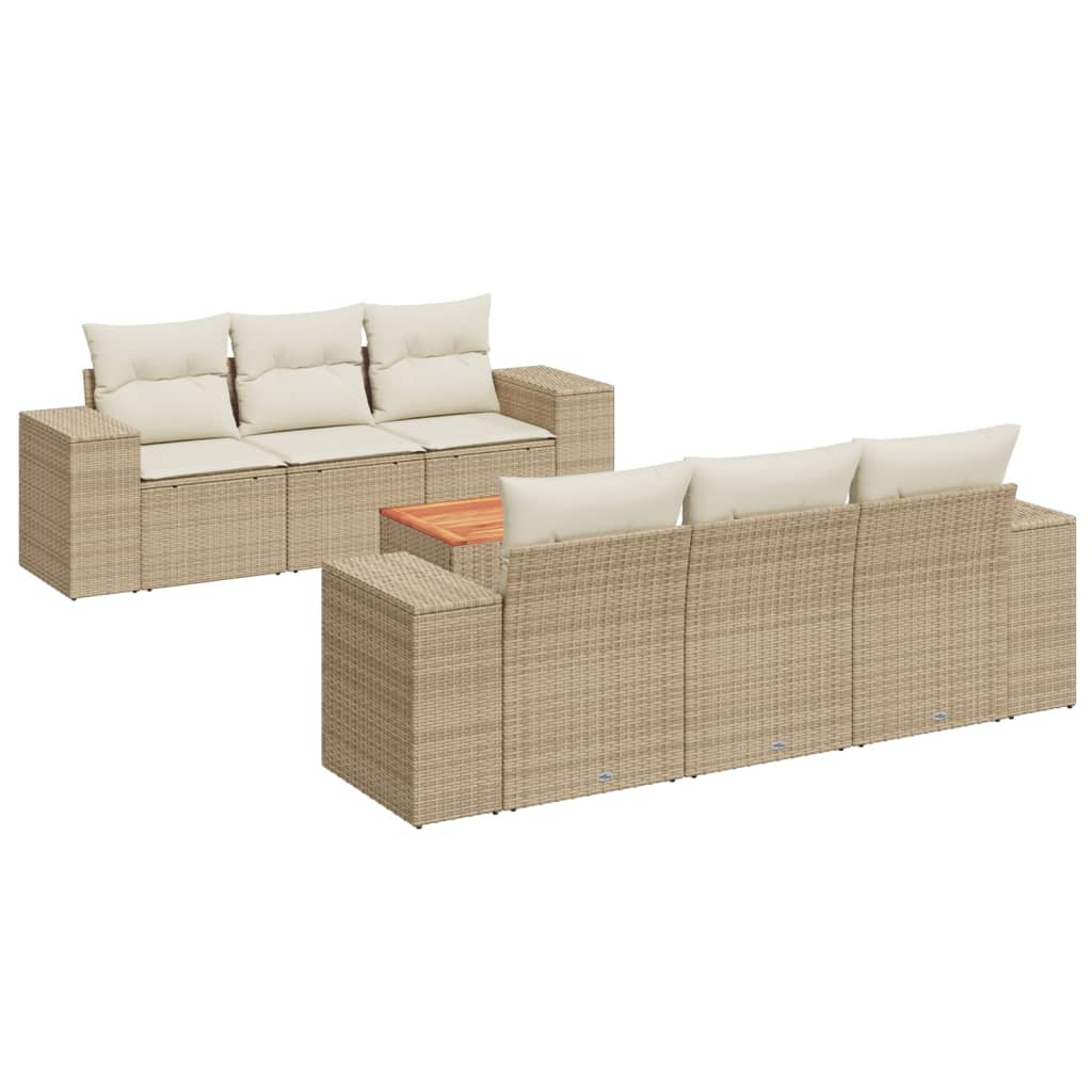 7-delige Loungeset met kussens poly rattan beige is nu te koop bij PeponiXL, paradijselijk wonen!