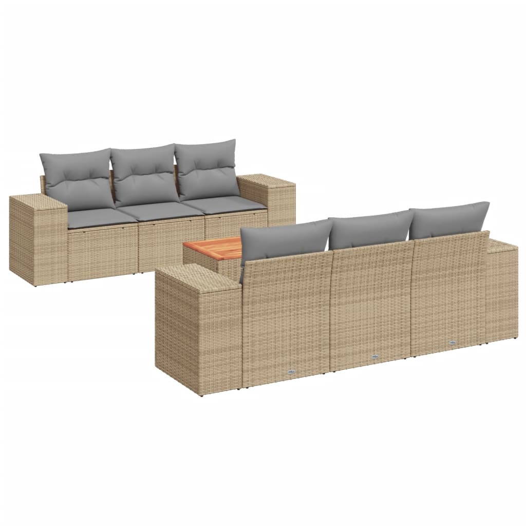 7-delige Loungeset met kussens poly rattan beige is nu te koop bij PeponiXL, paradijselijk wonen!