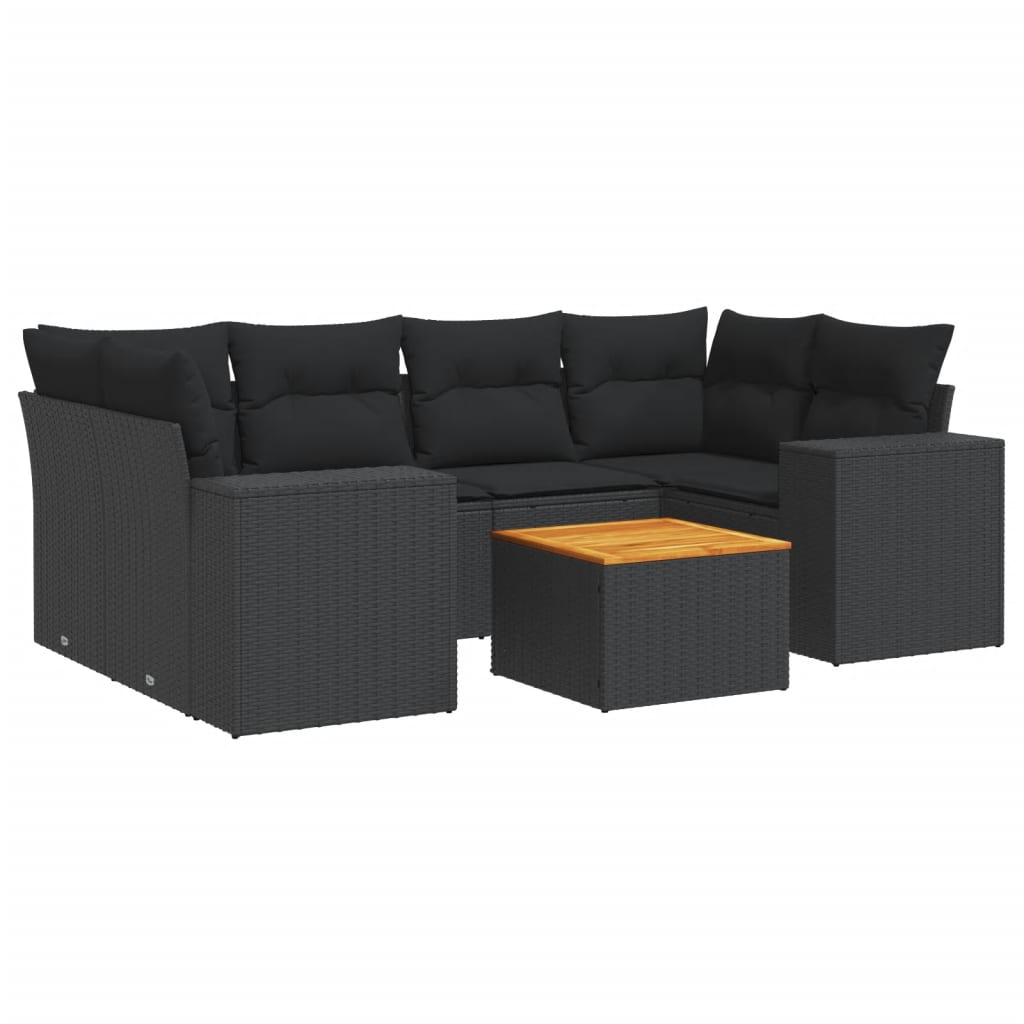 7-delige Loungeset met kussens poly rattan zwart is nu te koop bij PeponiXL, paradijselijk wonen!