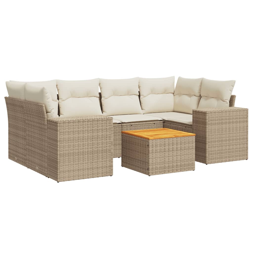 7-delige Loungeset met kussens poly rattan beige is nu te koop bij PeponiXL, paradijselijk wonen!