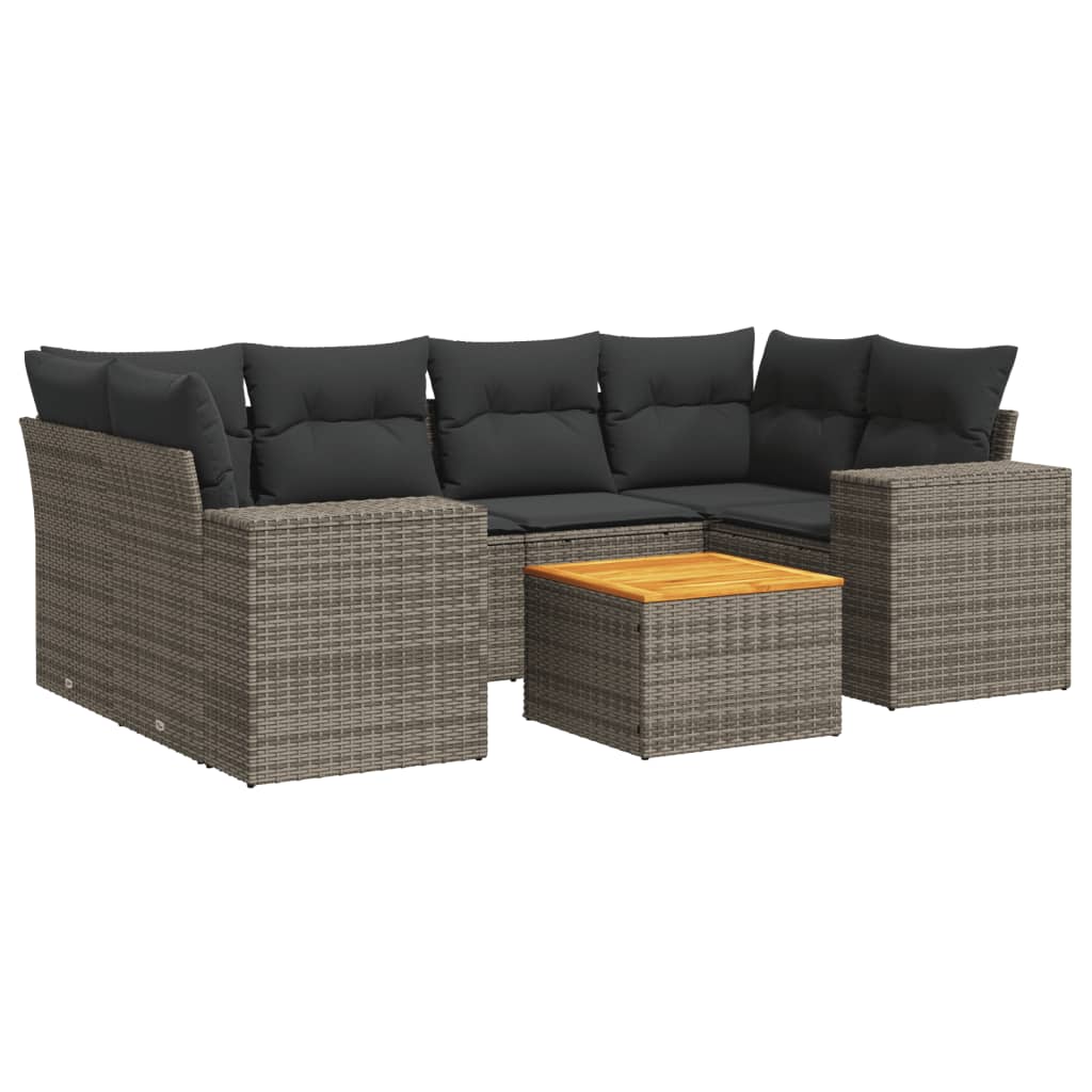 7-delige Loungeset met kussens poly rattan grijs is nu te koop bij PeponiXL, paradijselijk wonen!