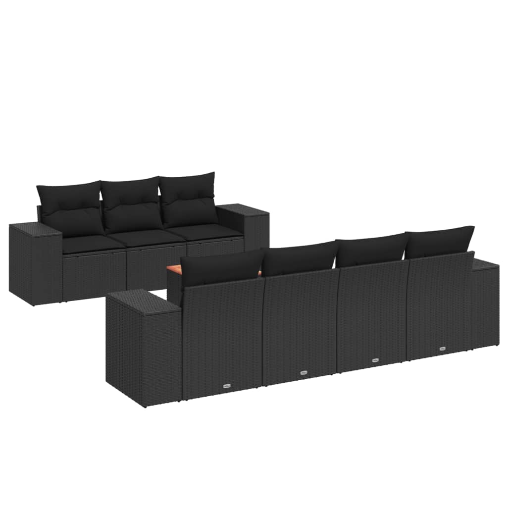 8-delige Loungeset met kussens poly rattan zwart is nu te koop bij PeponiXL, paradijselijk wonen!