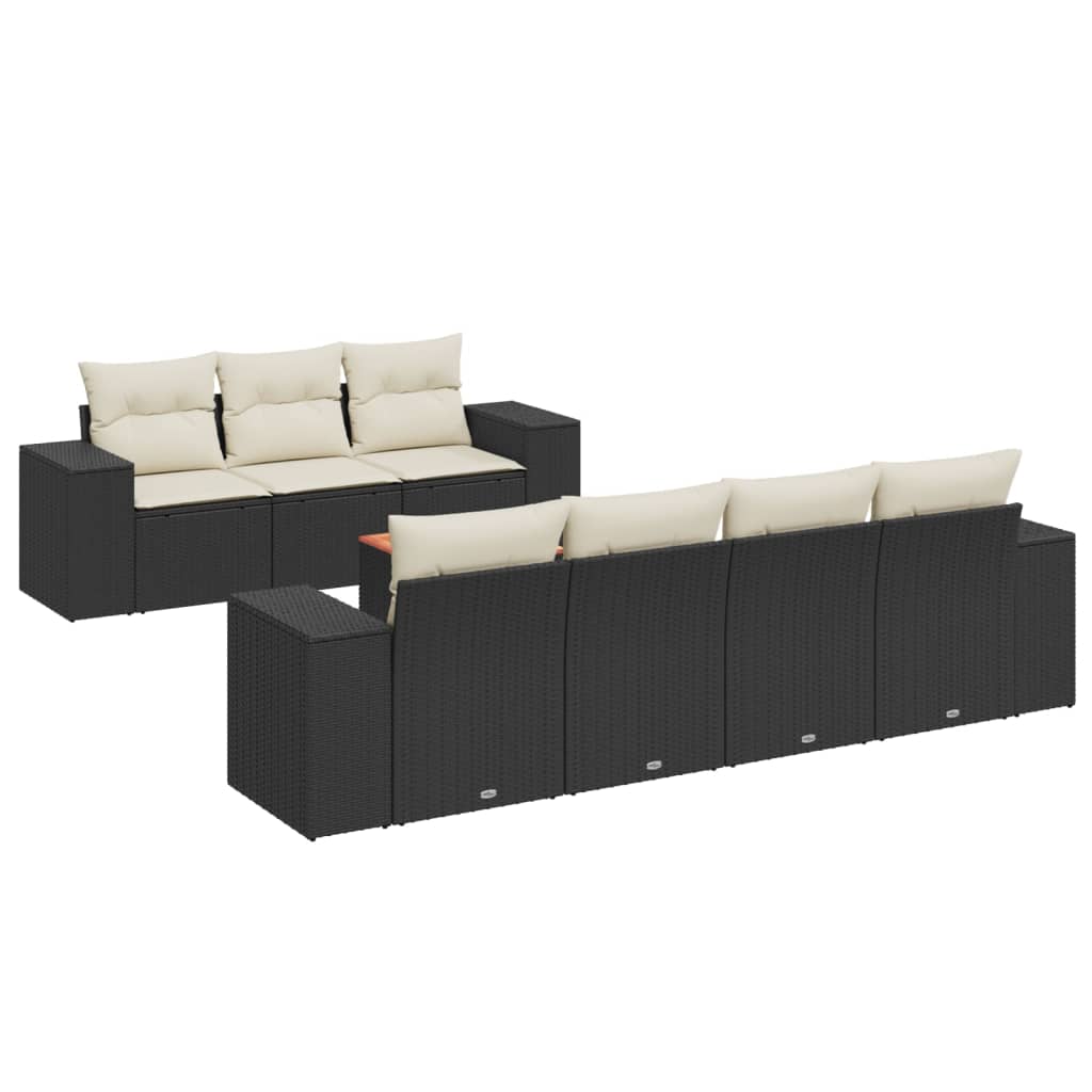 8-delige Loungeset met kussens poly rattan zwart is nu te koop bij PeponiXL, paradijselijk wonen!