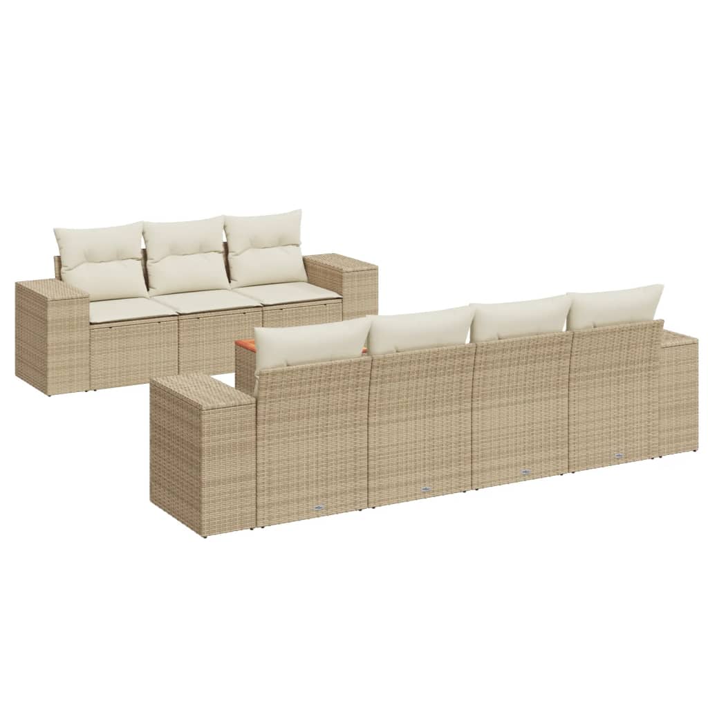 8-delige Loungeset met kussens poly rattan beige is nu te koop bij PeponiXL, paradijselijk wonen!