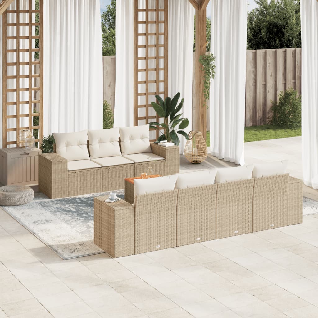 8-delige Loungeset met kussens poly rattan beige is nu te koop bij PeponiXL, paradijselijk wonen!
