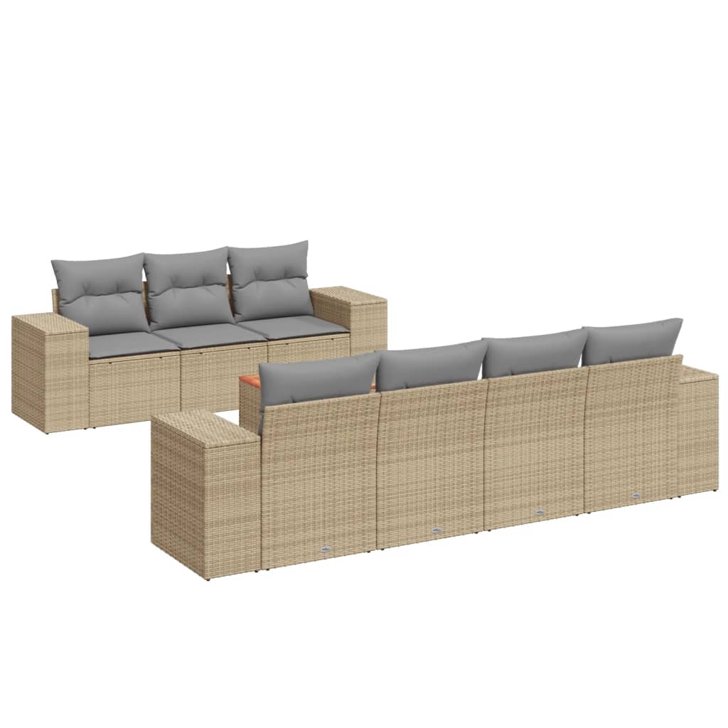 8-delige Loungeset met kussens poly rattan beige is nu te koop bij PeponiXL, paradijselijk wonen!