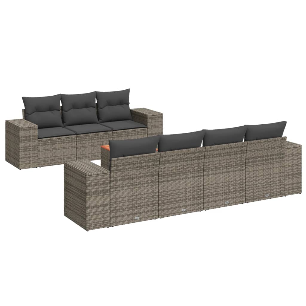 8-delige Loungeset met kussens poly rattan grijs is nu te koop bij PeponiXL, paradijselijk wonen!