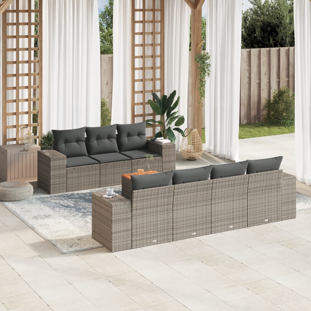 8-delige Loungeset met kussens poly rattan grijs is nu te koop bij PeponiXL, paradijselijk wonen!