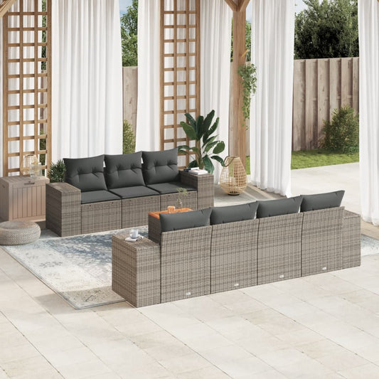 8-delige Loungeset met kussens poly rattan grijs is nu te koop bij PeponiXL, paradijselijk wonen!