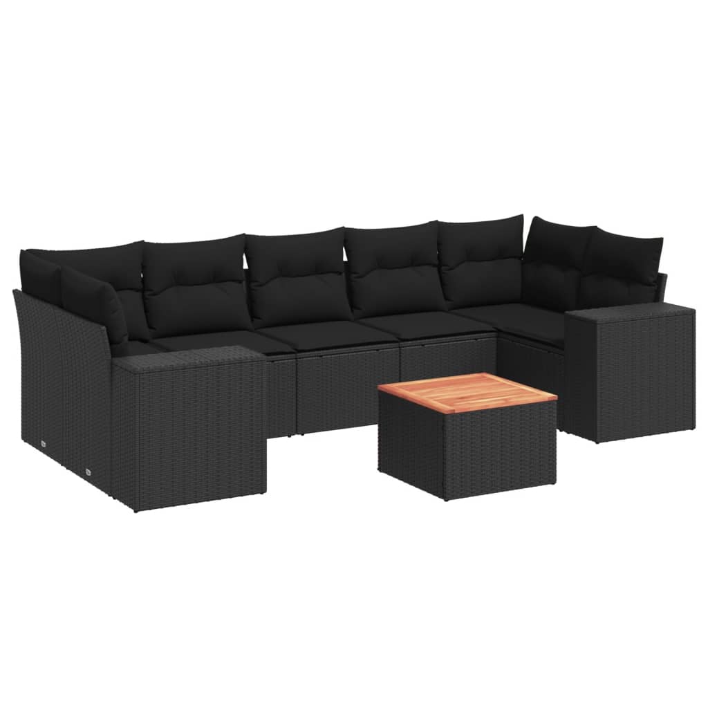 8-delige Loungeset met kussens poly rattan zwart is nu te koop bij PeponiXL, paradijselijk wonen!