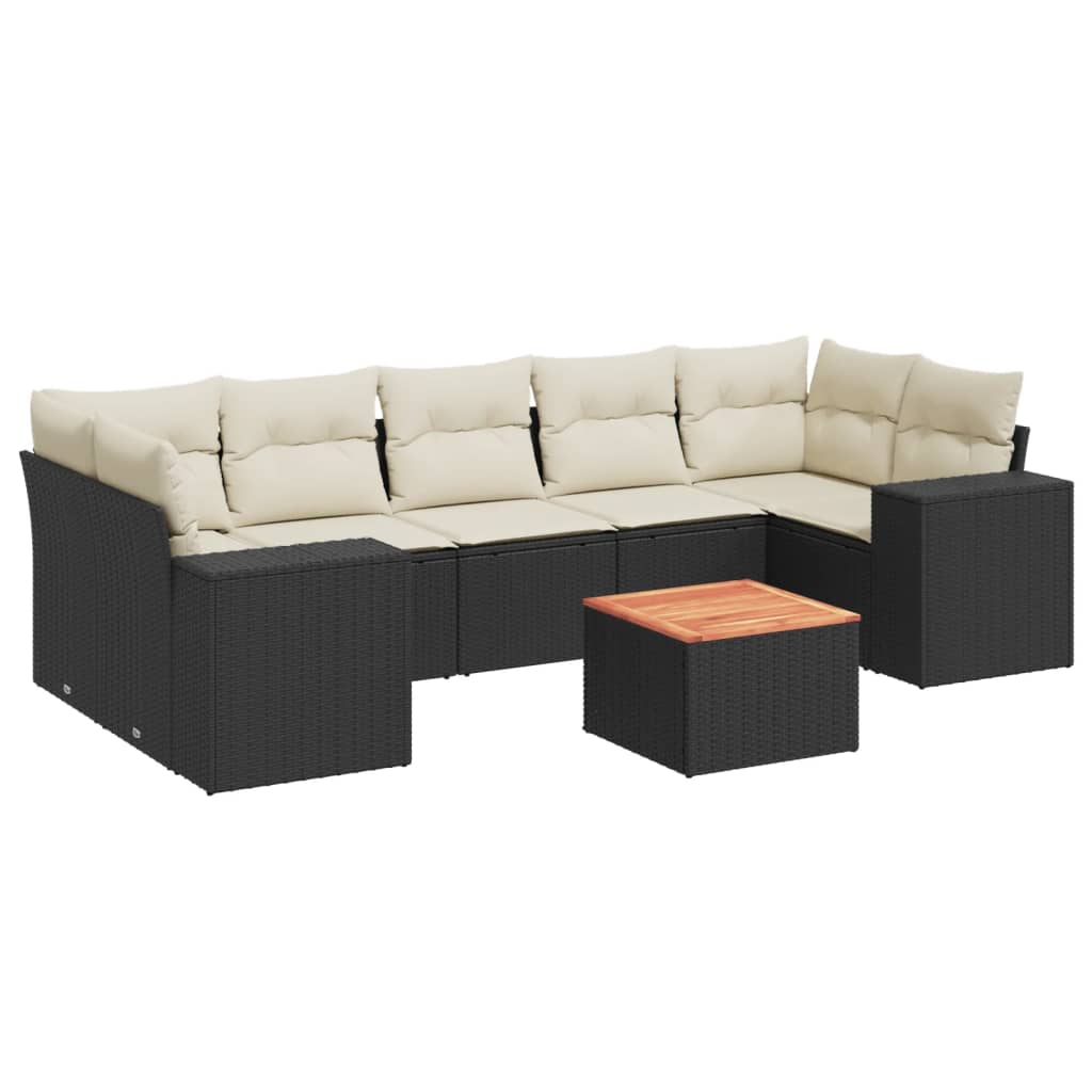 8-delige Loungeset met kussens poly rattan zwart is nu te koop bij PeponiXL, paradijselijk wonen!