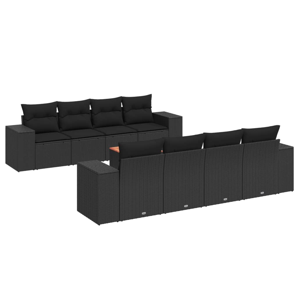 9-delige Loungeset met kussens poly rattan zwart is nu te koop bij PeponiXL, paradijselijk wonen!