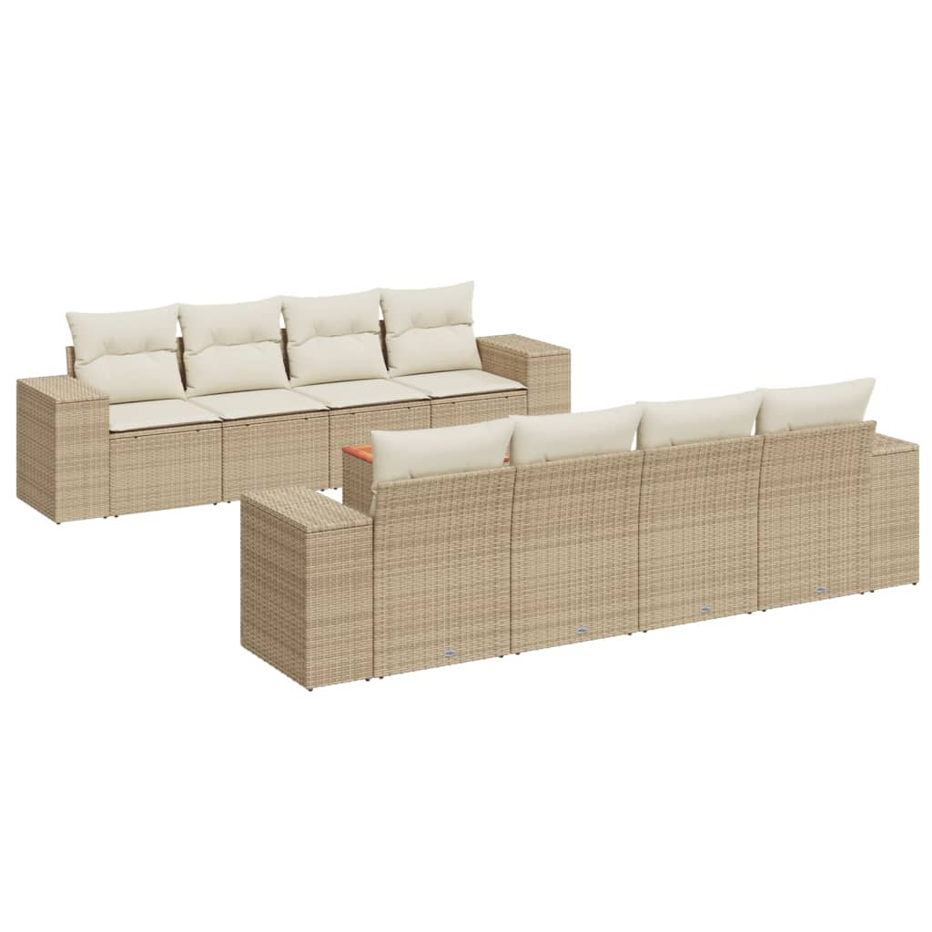 9-delige Loungeset met kussens poly rattan beige is nu te koop bij PeponiXL, paradijselijk wonen!