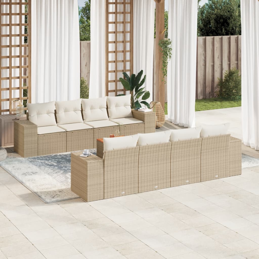 9-delige Loungeset met kussens poly rattan beige is nu te koop bij PeponiXL, paradijselijk wonen!