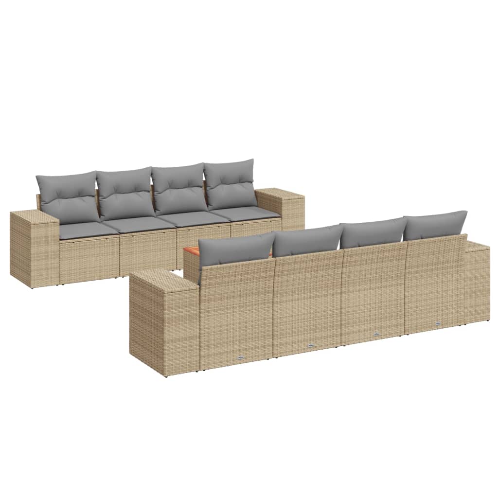 9-delige Loungeset met kussens poly rattan beige is nu te koop bij PeponiXL, paradijselijk wonen!