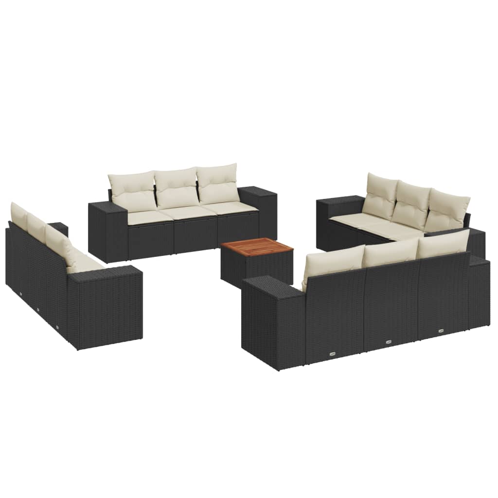 13-delige Loungeset met kussens poly rattan zwart is nu te koop bij PeponiXL, paradijselijk wonen!