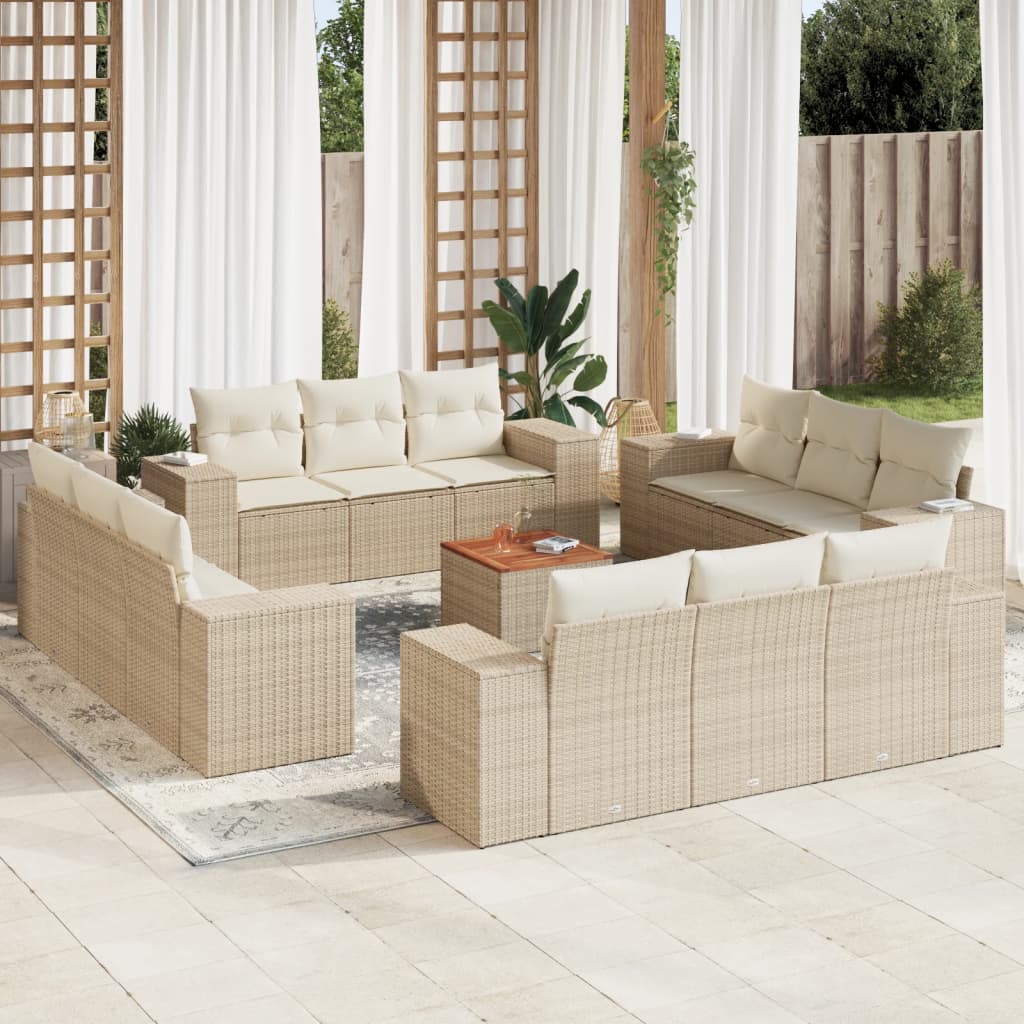 13-delige Loungeset met kussens poly rattan beige is nu te koop bij PeponiXL, paradijselijk wonen!