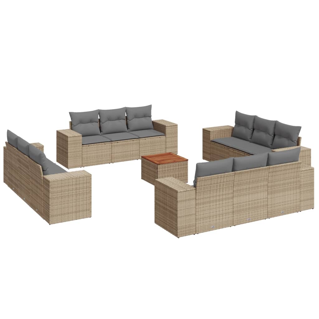 13-delige Loungeset met kussens poly rattan beige is nu te koop bij PeponiXL, paradijselijk wonen!