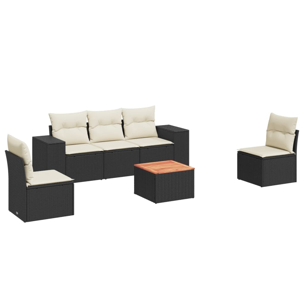 6-delige Loungeset met kussens poly rattan zwart is nu te koop bij PeponiXL, paradijselijk wonen!