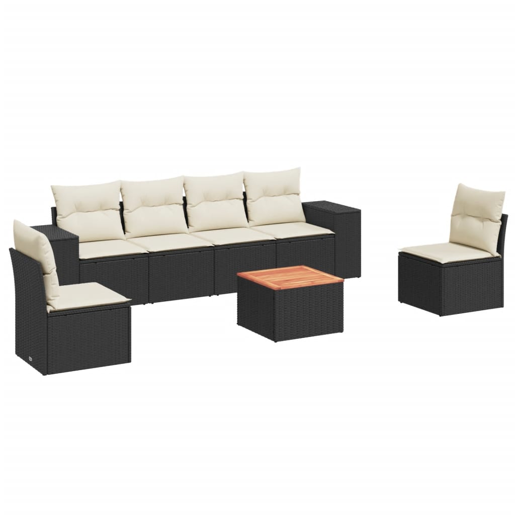 7-delige Loungeset met kussens poly rattan zwart is nu te koop bij PeponiXL, paradijselijk wonen!